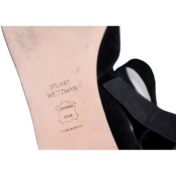 Stuart Weitzman Women's Size 8.5 Black Suede Supersonic Ankle Wrap Ballet Flat - Picture 9 of 10